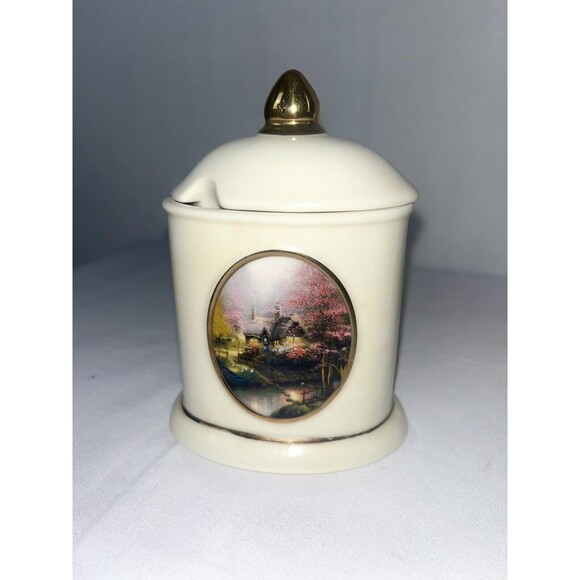 Thomas Kincaid Avon New Day Drawing Creamer & Stepping Stone Cottage Sugar Bowl - Picture 2 of 12